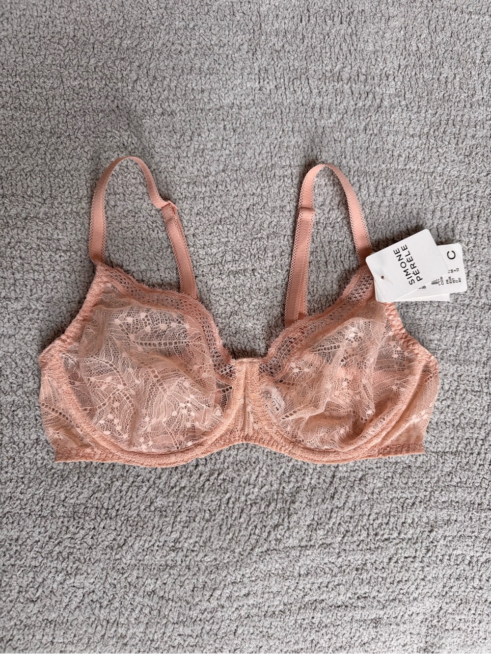 Simone Perele Lace Underwire Sheer Bra in Pinky Sand